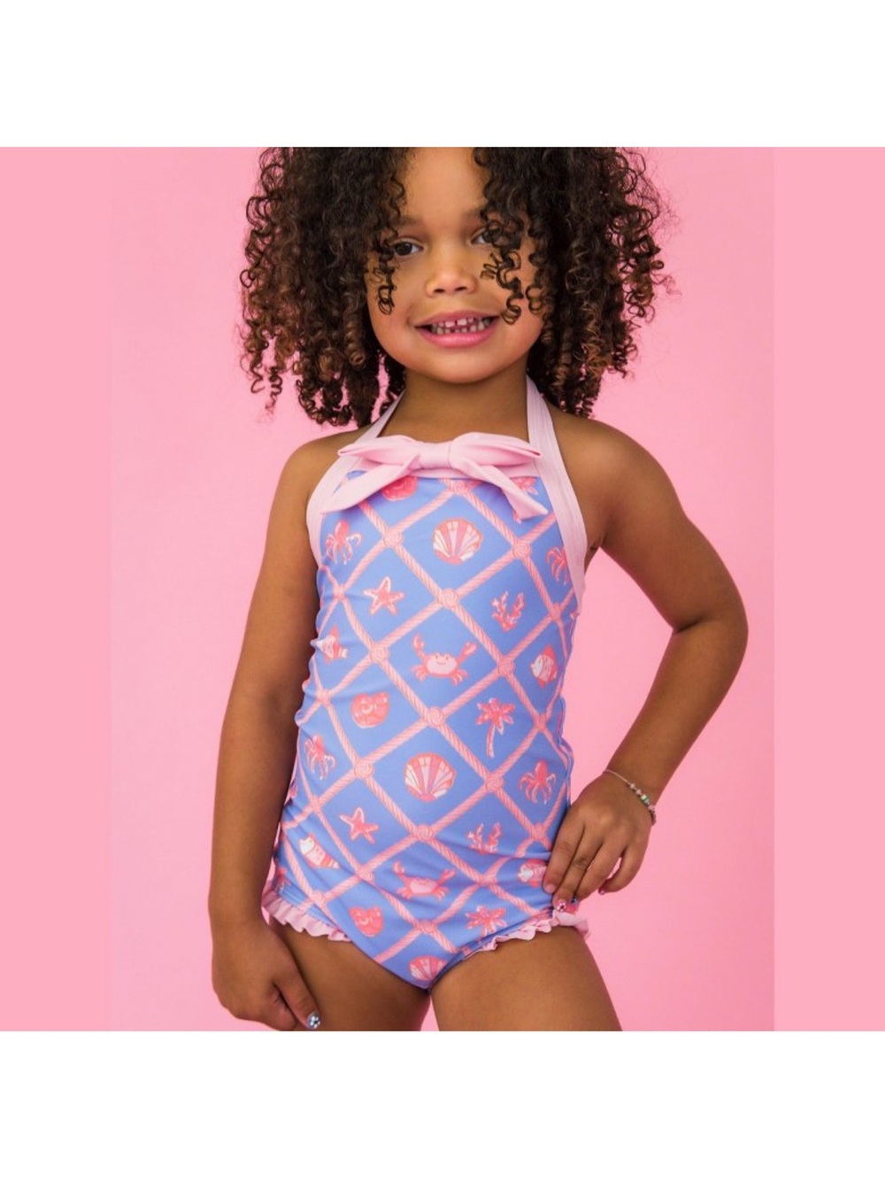 RuffleButts Halter One Piece — tropical trellis 4T